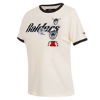 NFL LAS VEGAS RAIDERS RETRO CASCADE WOMEN'S RINGER TEE (EGGSHELL/ BLACK)