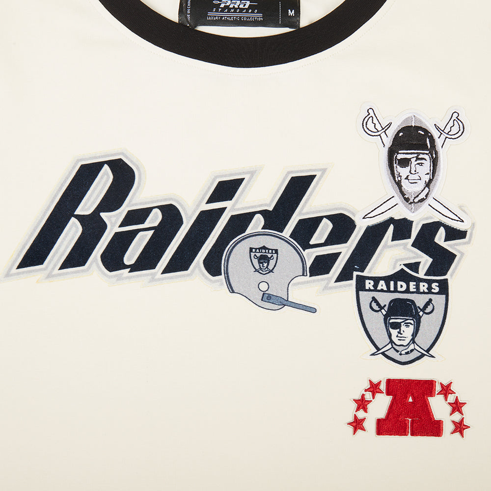 NFL LAS VEGAS RAIDERS RETRO CASCADE WOMEN'S RINGER TEE (EGGSHELL/ BLACK)