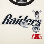 NFL LAS VEGAS RAIDERS RETRO CASCADE WOMEN'S RINGER TEE (EGGSHELL/ BLACK)