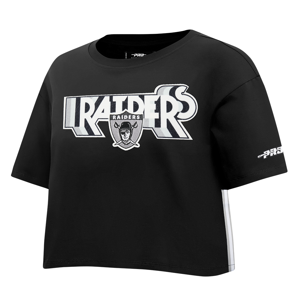 NFL LAS VEGAS RAIDERS RETRO ELEVATION WOMEN'S SINGLE JERSEY BOXY TEE (BLACK)