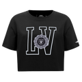 NFL LAS VEGAS RAIDERS CREST EMBLEM T-SHIRT EN JERSEY SIMPLE À COUPE CARRÉE POUR FEMME (NOIR)