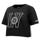NFL LAS VEGAS RAIDERS CREST EMBLEM T-SHIRT EN JERSEY SIMPLE À COUPE CARRÉE POUR FEMME (NOIR)