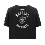 NFL LAS VEGAS RAIDERS CREST EMBLEM T-SHIRT EN JERSEY SIMPLE À COUPE CARRÉE POUR FEMME (NOIR)