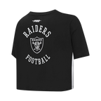 NFL LAS VEGAS RAIDERS CREST EMBLEM T-SHIRT EN JERSEY SIMPLE À COUPE CARRÉE POUR FEMME (NOIR)