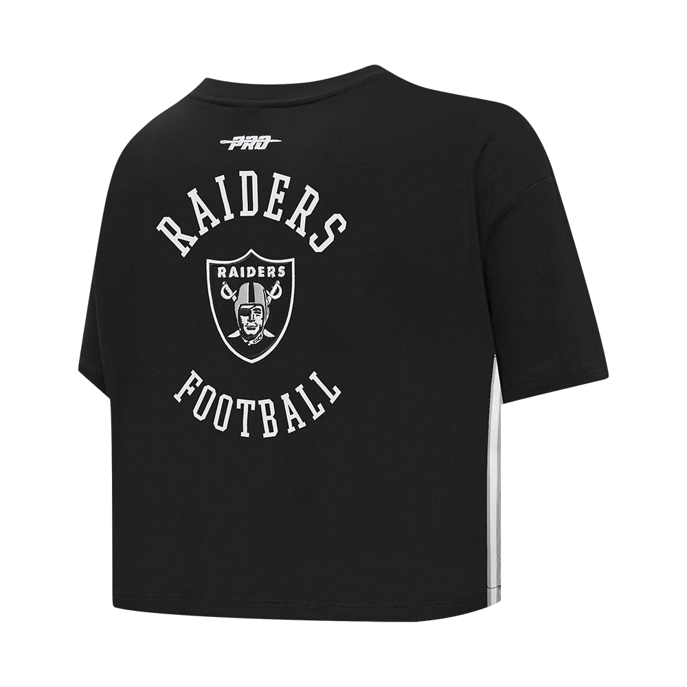 NFL LAS VEGAS RAIDERS CREST EMBLEM T-SHIRT EN JERSEY SIMPLE À COUPE CARRÉE POUR FEMME (NOIR)