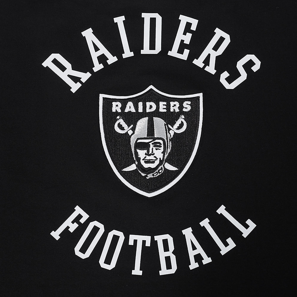 NFL LAS VEGAS RAIDERS CREST EMBLEM T-SHIRT EN JERSEY SIMPLE À COUPE CARRÉE POUR FEMME (NOIR)