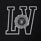 NFL LAS VEGAS RAIDERS CREST EMBLEM T-SHIRT EN JERSEY SIMPLE À COUPE CARRÉE POUR FEMME (NOIR)