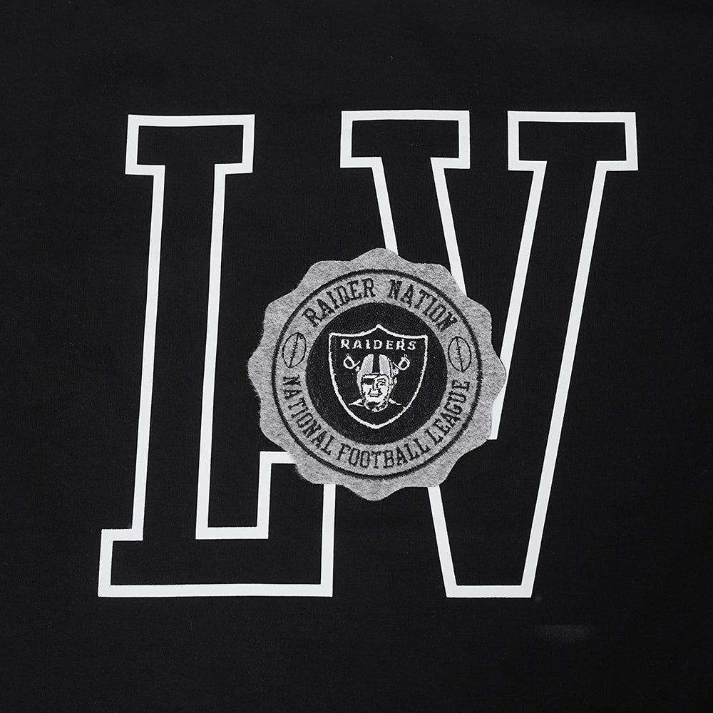 NFL LAS VEGAS RAIDERS CREST EMBLEM T-SHIRT EN JERSEY SIMPLE À COUPE CARRÉE POUR FEMME (NOIR)