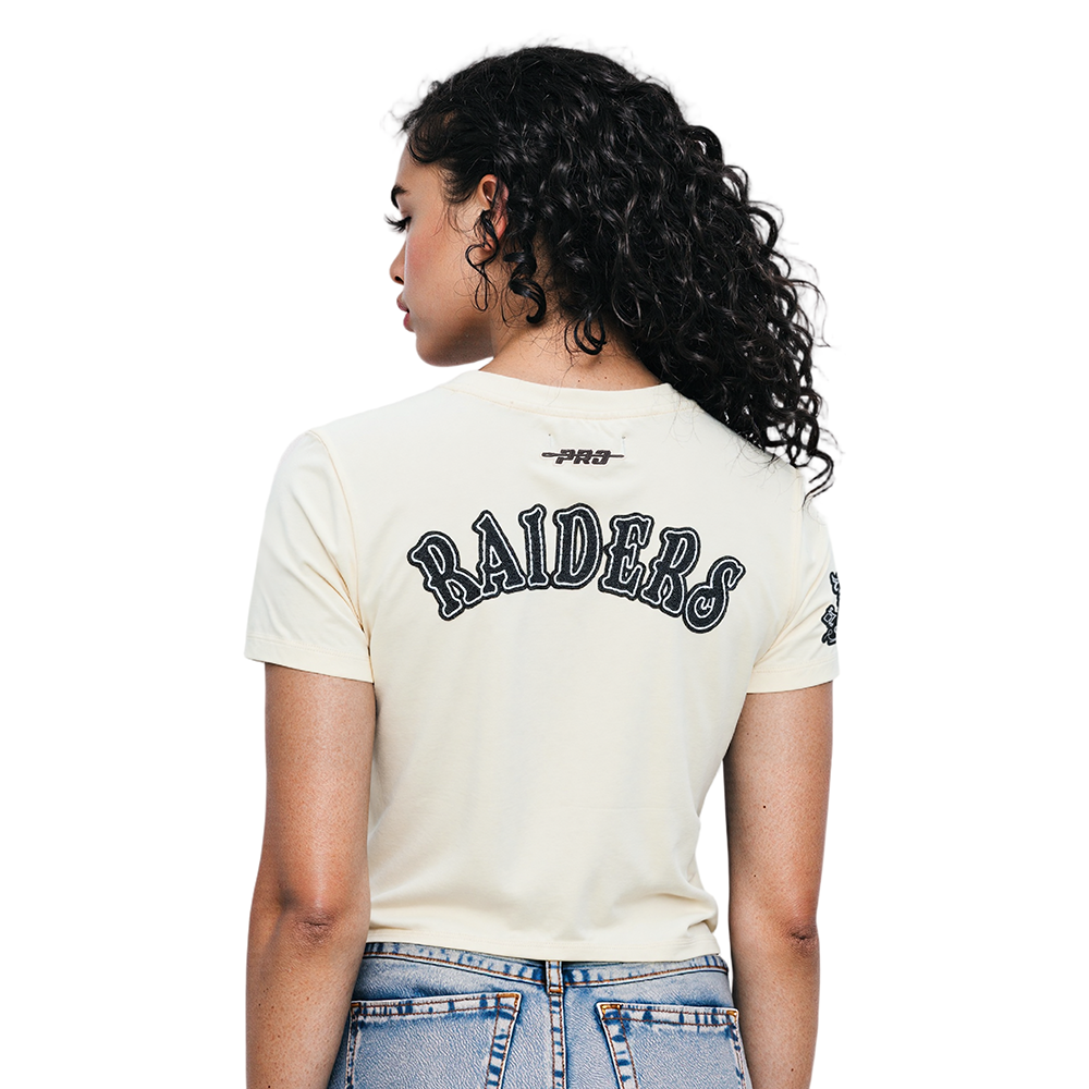 NFL LAS VEGAS RAIDERS REBEL ATHLETICS WOMEN'S BABY DOLL TEE (EGGSHELL)