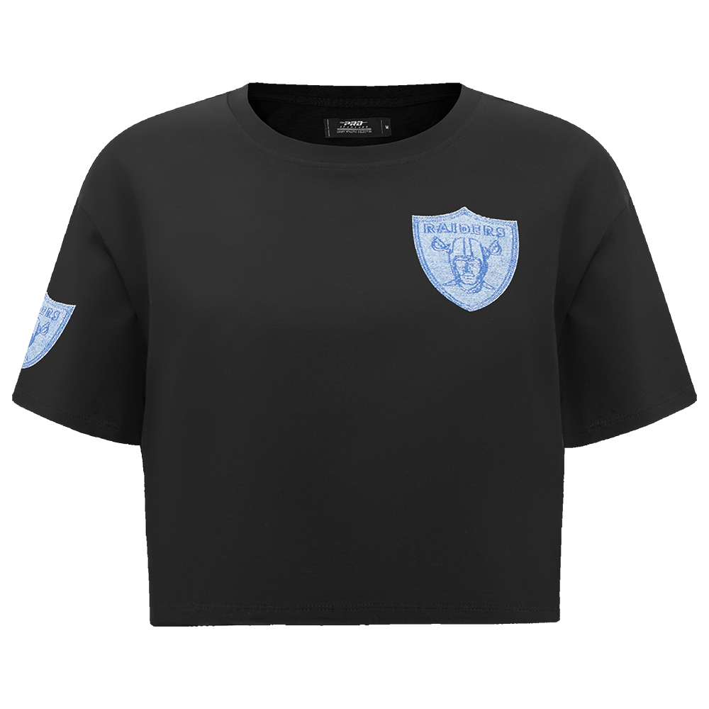 NFL LAS VEGAS RAIDERS VARSITY BLUES T-SHIRT À COUPE CARRÉE POUR FEMME (NOIR)