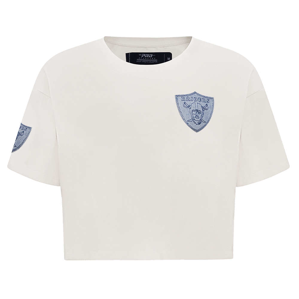 NFL LAS VEGAS RAIDERS VARSITY BLUES T-SHIRT À COUPE CARRÉE POUR FEMME (LIN)