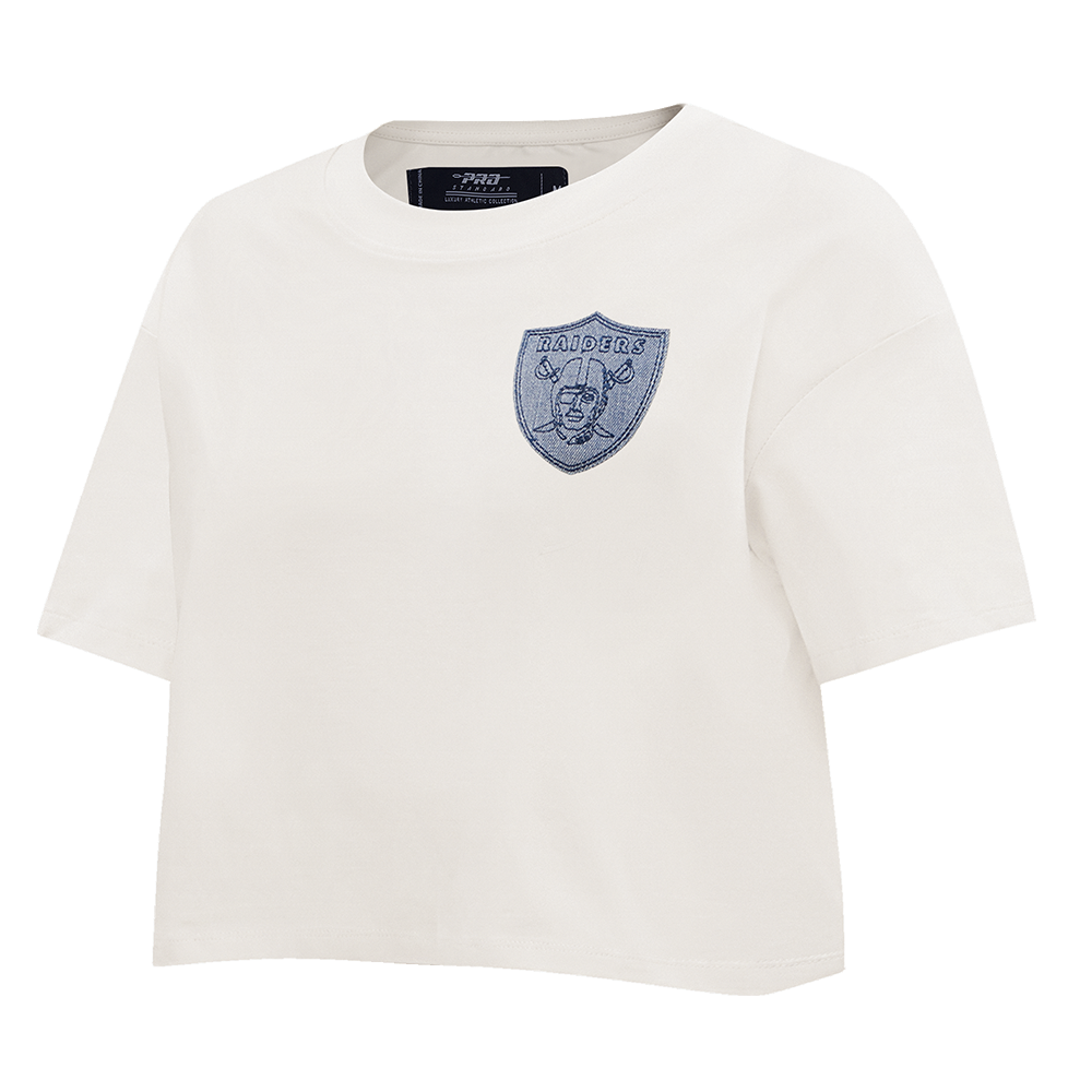 NFL LAS VEGAS RAIDERS VARSITY BLUES WOMEN'S BOXY TEE (LINEN)