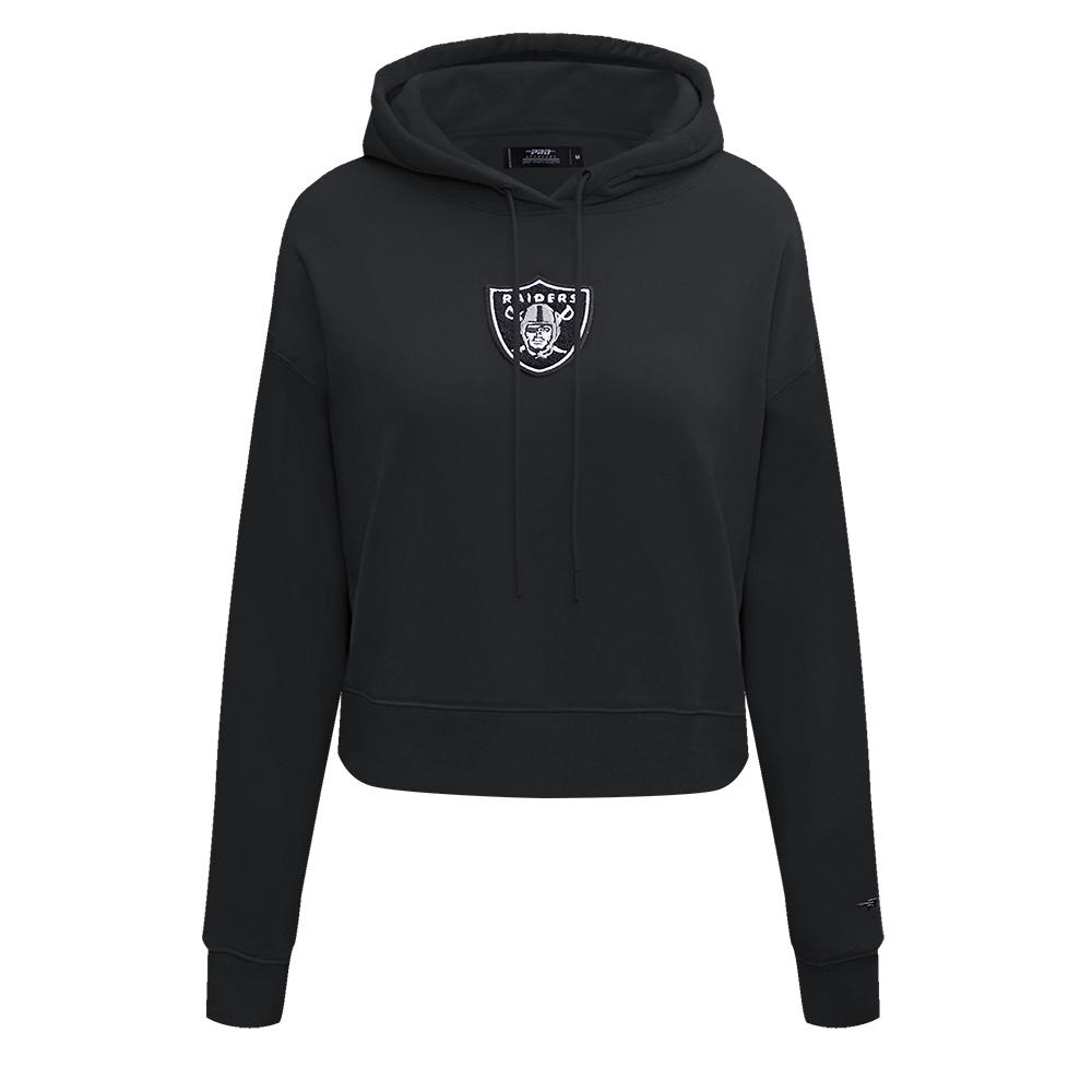 NFL LAS VEGAS RAIDERS CLASSIC WOMEN'S CROPPED PULLOVER HOODIE (BLACK)