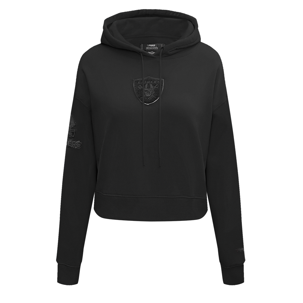 NFL OAKLAND RAIDERS TRIPLE BLACK WOMEN'S CROPPED PULLOVER HOODIE (TRIPLE BLACK)