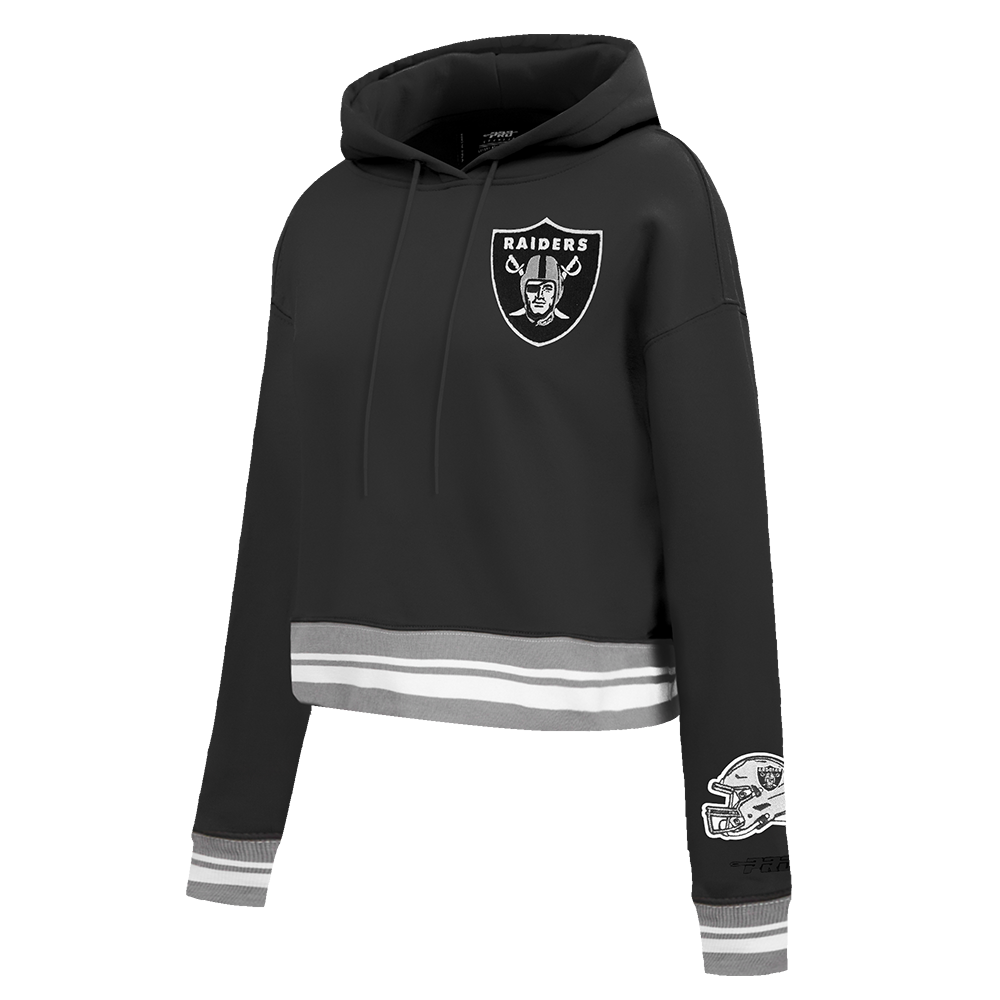NFL LAS VEGAS RAIDERS MASHUP WOMEN'S RIB CROPPED PO HOODIE (BLACK/GRAY)