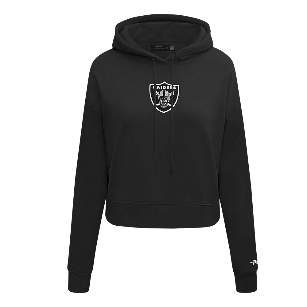 NFL LAS VEGAS RAIDERS WINGSPAN WOMEN'S FLC CROPPED PO HOODIE (BLACK)