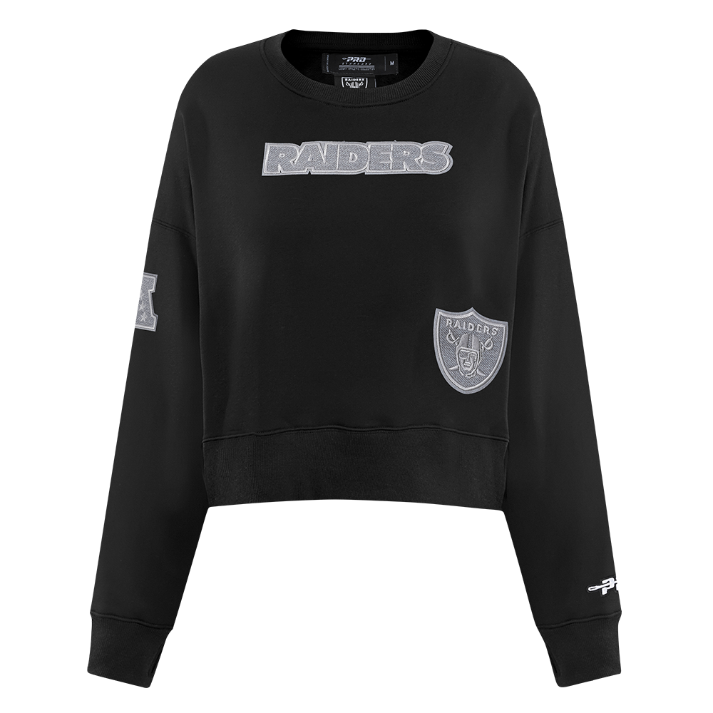 NFL LAS VEGAS RAIDERS REVERSE FRENCH TERRY WOMEN'S FLEECE CREWNECK (BLACK)