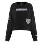 NFL LAS VEGAS RAIDERS REVERSE FRENCH TERRY WOMEN'S FLEECE CREWNECK (BLACK)