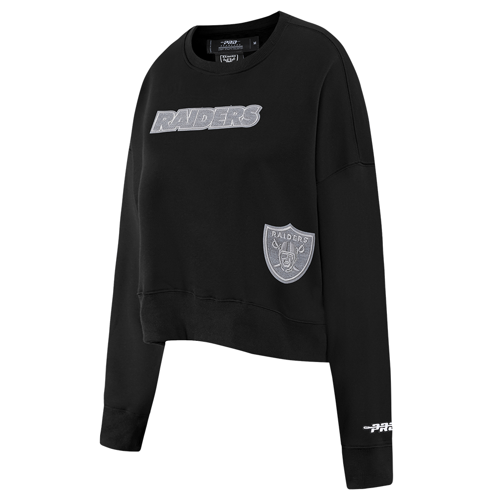 NFL LAS VEGAS RAIDERS REVERSE FRENCH TERRY WOMEN'S FLEECE CREWNECK (BLACK)