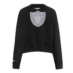 NFL LAS VEGAS RAIDERS REVERSE FRENCH TERRY WOMEN'S FLEECE CREWNECK (BLACK)