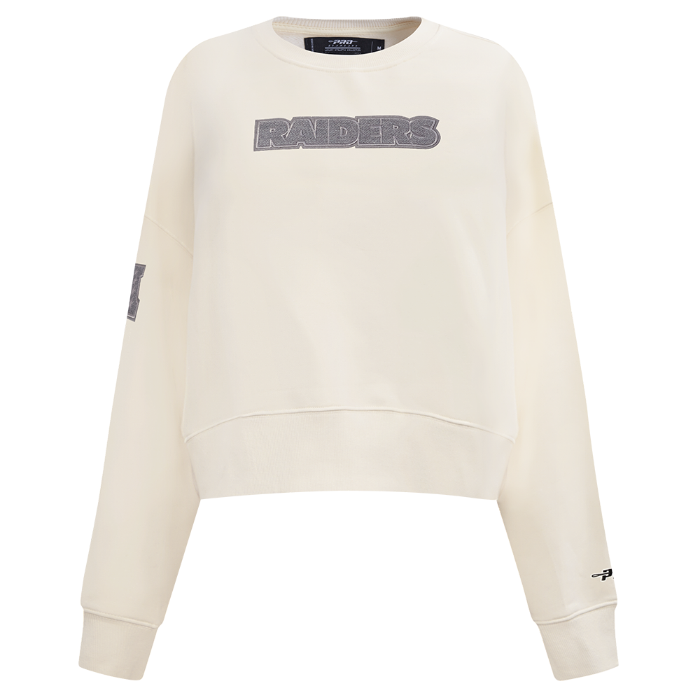NFL LAS VEGAS RAIDERS REVERSE FRENCH TERRY WOMEN'S FLEECE CREWNECK (EGGSHELL)