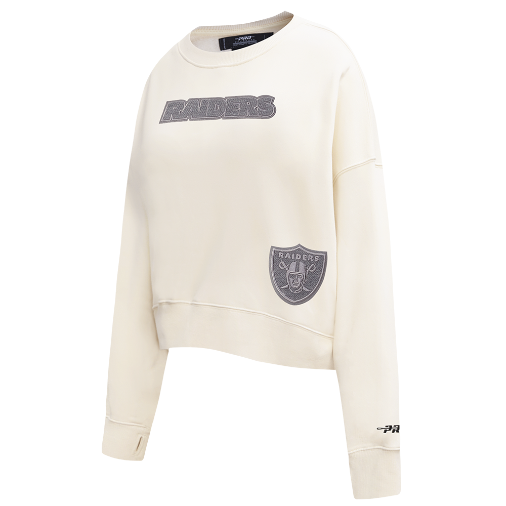 NFL LAS VEGAS RAIDERS REVERSE FRENCH TERRY WOMEN'S FLEECE CREWNECK (EGGSHELL)