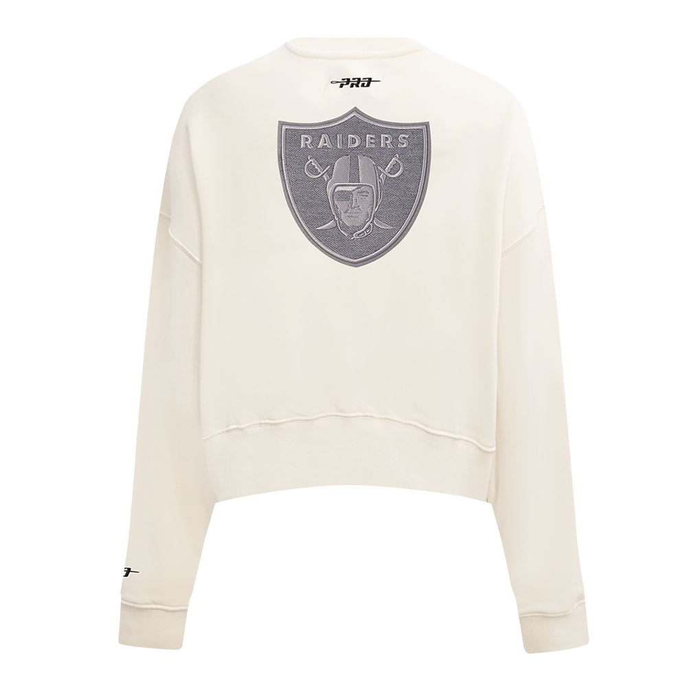 NFL LAS VEGAS RAIDERS REVERSE FRENCH TERRY WOMEN'S FLEECE CREWNECK (EGGSHELL)