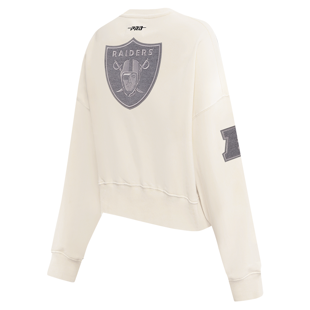NFL LAS VEGAS RAIDERS REVERSE FRENCH TERRY WOMEN'S FLEECE CREWNECK (EGGSHELL)