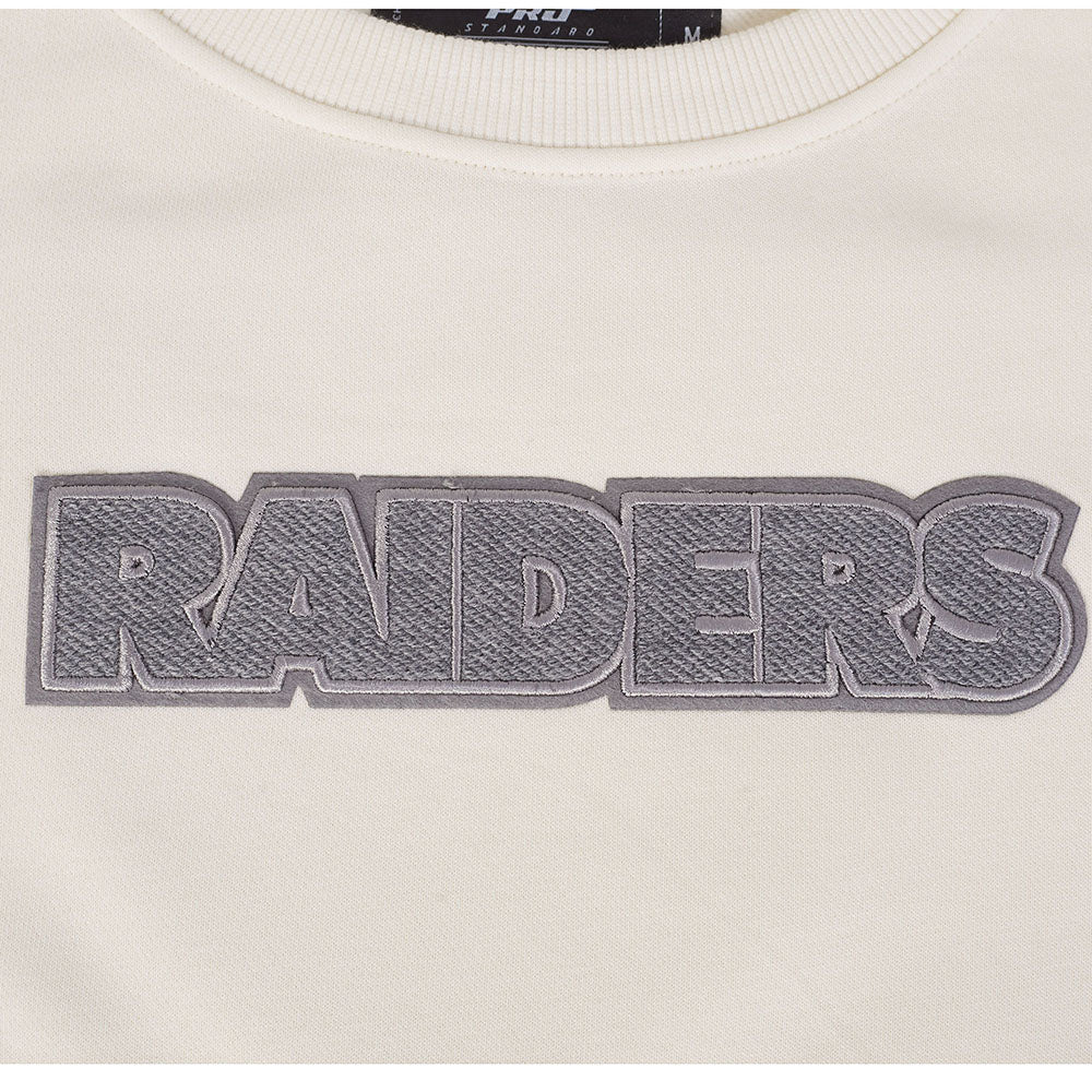 NFL LAS VEGAS RAIDERS REVERSE FRENCH TERRY WOMEN'S FLEECE CREWNECK (EGGSHELL)