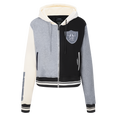 NFL LAS VEGAS RAIDERS REVERSE FRENCH TERRY CHANDAIL À CAPUCHON EN MOLLETON À GLISSIÈRE ET À BLOCS DE COULEUR POUR FEMME (NOIR/GRIS/COQUILLE D'ŒUF)