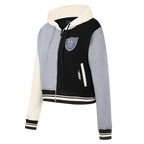 NFL LAS VEGAS RAIDERS REVERSE FRENCH TERRY CHANDAIL À CAPUCHON EN MOLLETON À GLISSIÈRE ET À BLOCS DE COULEUR POUR FEMME (NOIR/GRIS/COQUILLE D'ŒUF)