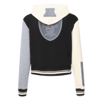NFL LAS VEGAS RAIDERS REVERSE FRENCH TERRY CHANDAIL À CAPUCHON EN MOLLETON À GLISSIÈRE ET À BLOCS DE COULEUR POUR FEMME (NOIR/GRIS/COQUILLE D'ŒUF)