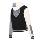 NFL LAS VEGAS RAIDERS REVERSE FRENCH TERRY CHANDAIL À CAPUCHON EN MOLLETON À GLISSIÈRE ET À BLOCS DE COULEUR POUR FEMME (NOIR/GRIS/COQUILLE D'ŒUF)