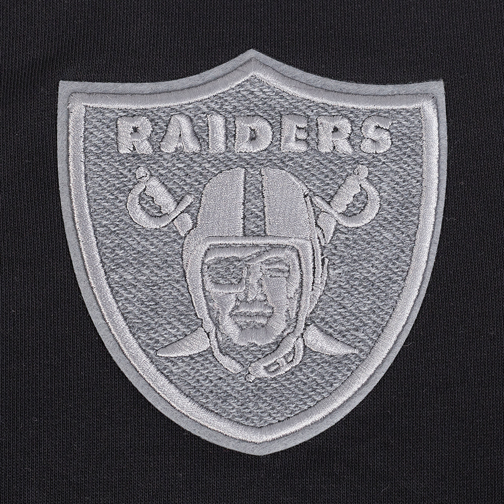 NFL LAS VEGAS RAIDERS REVERSE FRENCH TERRY CHANDAIL À CAPUCHON EN MOLLETON À GLISSIÈRE ET À BLOCS DE COULEUR POUR FEMME (NOIR/GRIS/COQUILLE D'ŒUF)