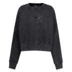 NFL LAS VEGAS RAIDERS WASHED CRYSTALLINE CHANDAIL À COL ROND EN MOLLETON FRANÇAIS DÉLAVÉ À L'ENZYME POUR FEMME (NOIR DÉLAVÉ)