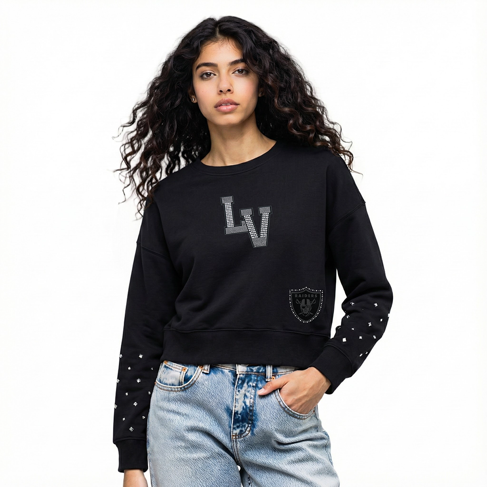NFL LAS VEGAS RAIDERS RENEGADE CHANDAIL À COL ROND EN MOLLETON POUR FEMME (NOIR)