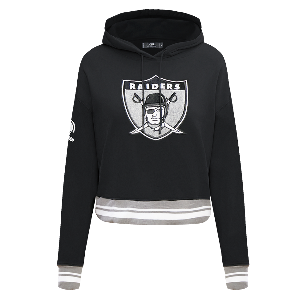 NFL OAKLAND RAIDERS RETRO CLASSIC CHANDAIL À CAPUCHON COURT POUR FEMME (NOIR/GRIS)