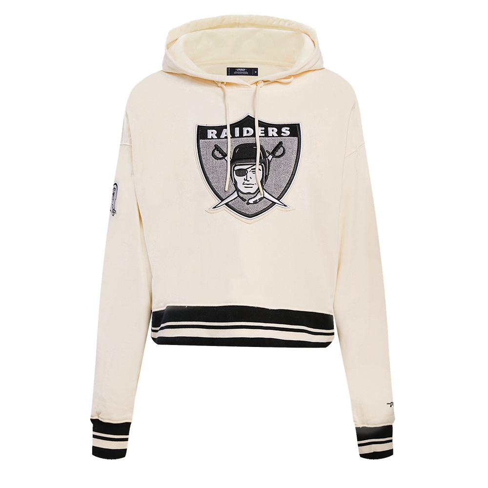 NFL OAKLAND RAIDERS RETRO CLASSIC CHANDAIL À CAPUCHON COURT POUR FEMME (COQUILLE D'ŒUF/NOIR)