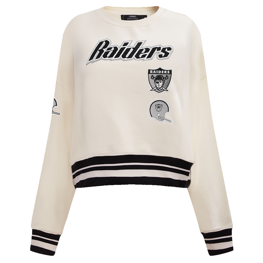 NFL OAKLAND RAIDERS RETRO CLASSIC WOMEN'S CREWNECK (EGGSHELL/ BLACK)