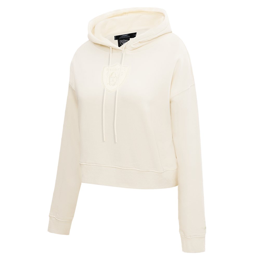 NFL LAS VEGAS RAIDERS NEUTRAL WOMEN'S CROPPED PULLOVER HOODIE (EGGSHELL)