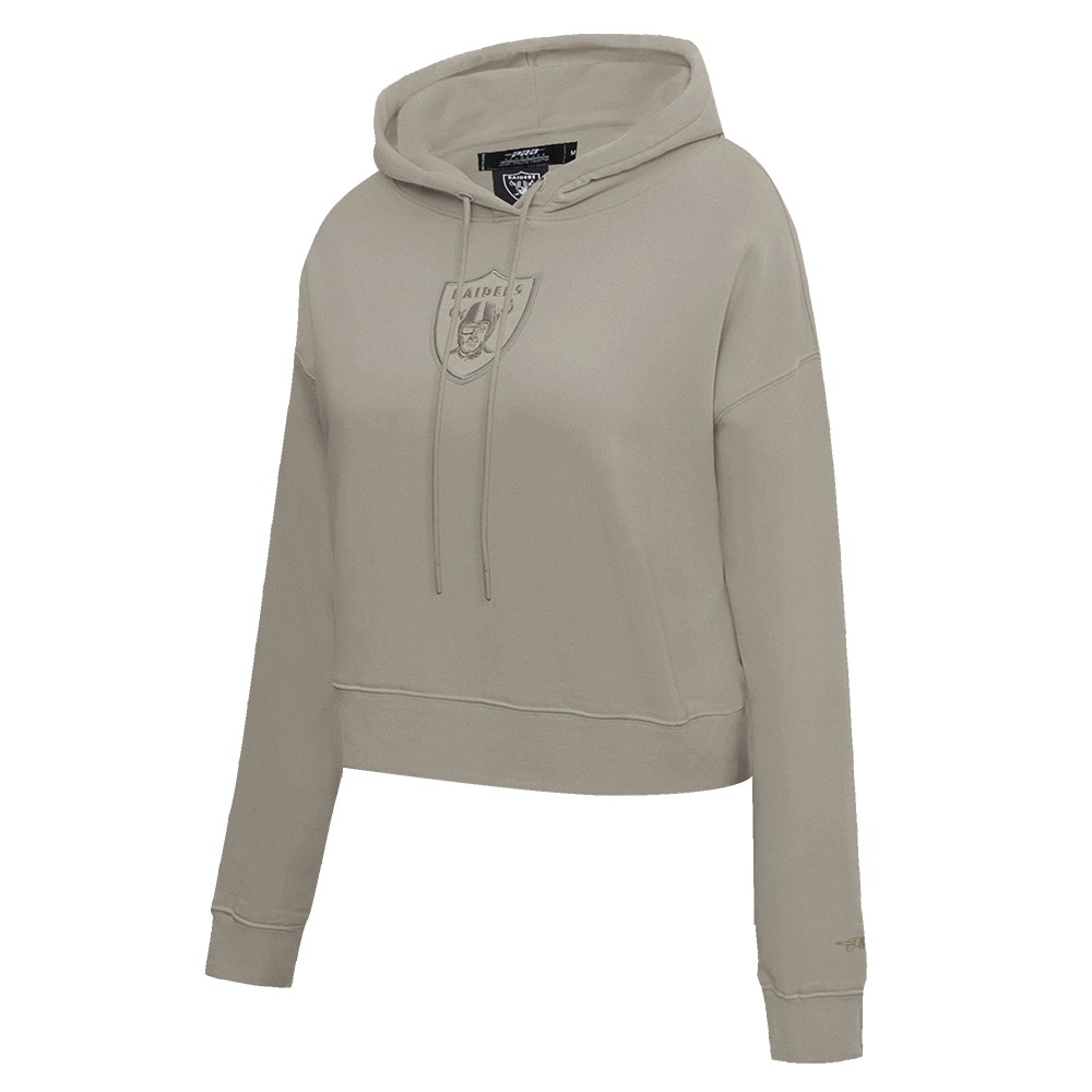 NFL LAS VEGAS RAIDERS NEUTRAL WOMEN'S CROPPED PULLOVER HOODIE (TAUPE)