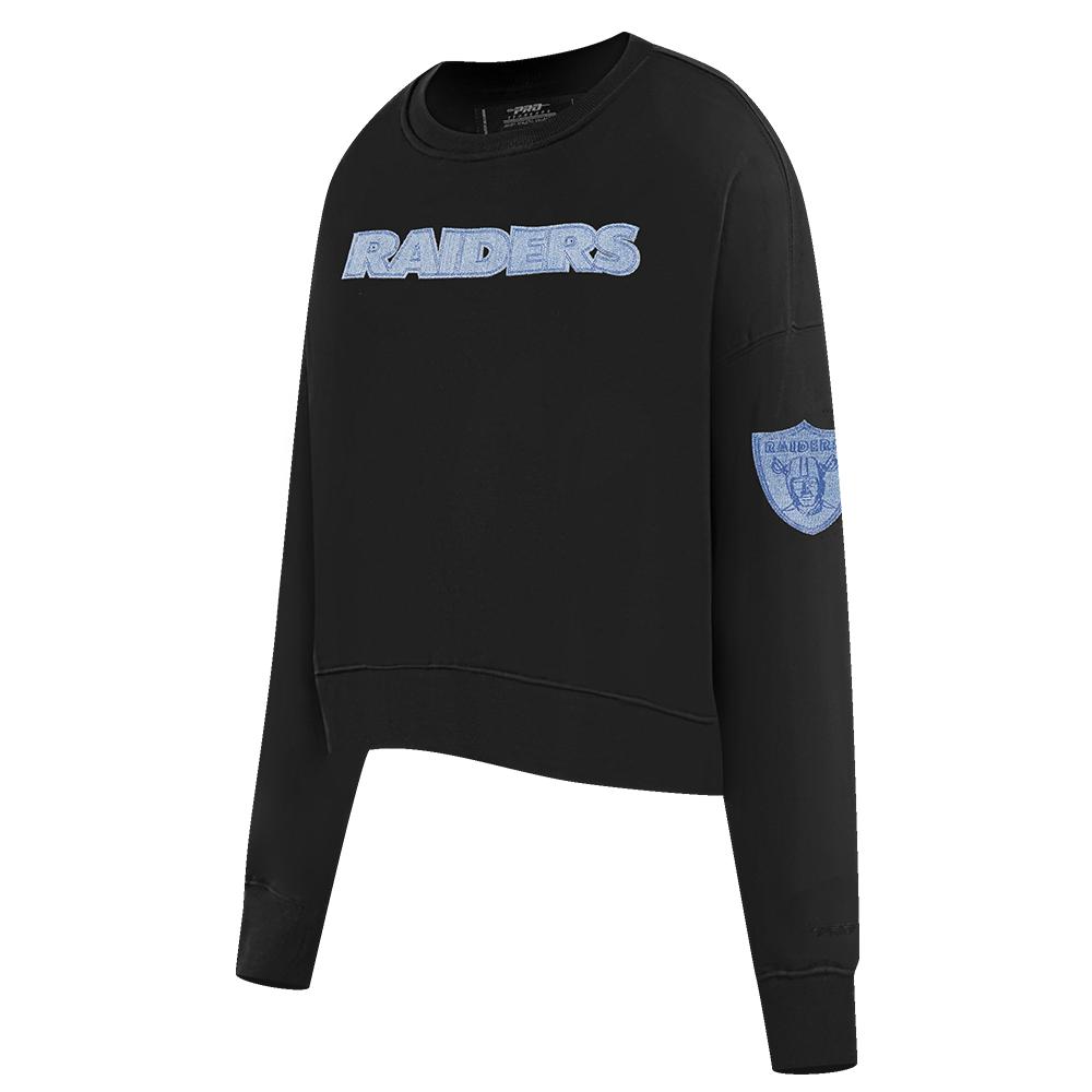 NFL LAS VEGAS RAIDERS VARSITY BLUES WOMEN'S CREWNECK (BLACK)