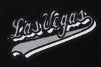 NFL LAS VEGAS RAIDERS SCRIPT TAIL WOMEN'S WOOL VARSITY JACKET (BLACK/GRAY)