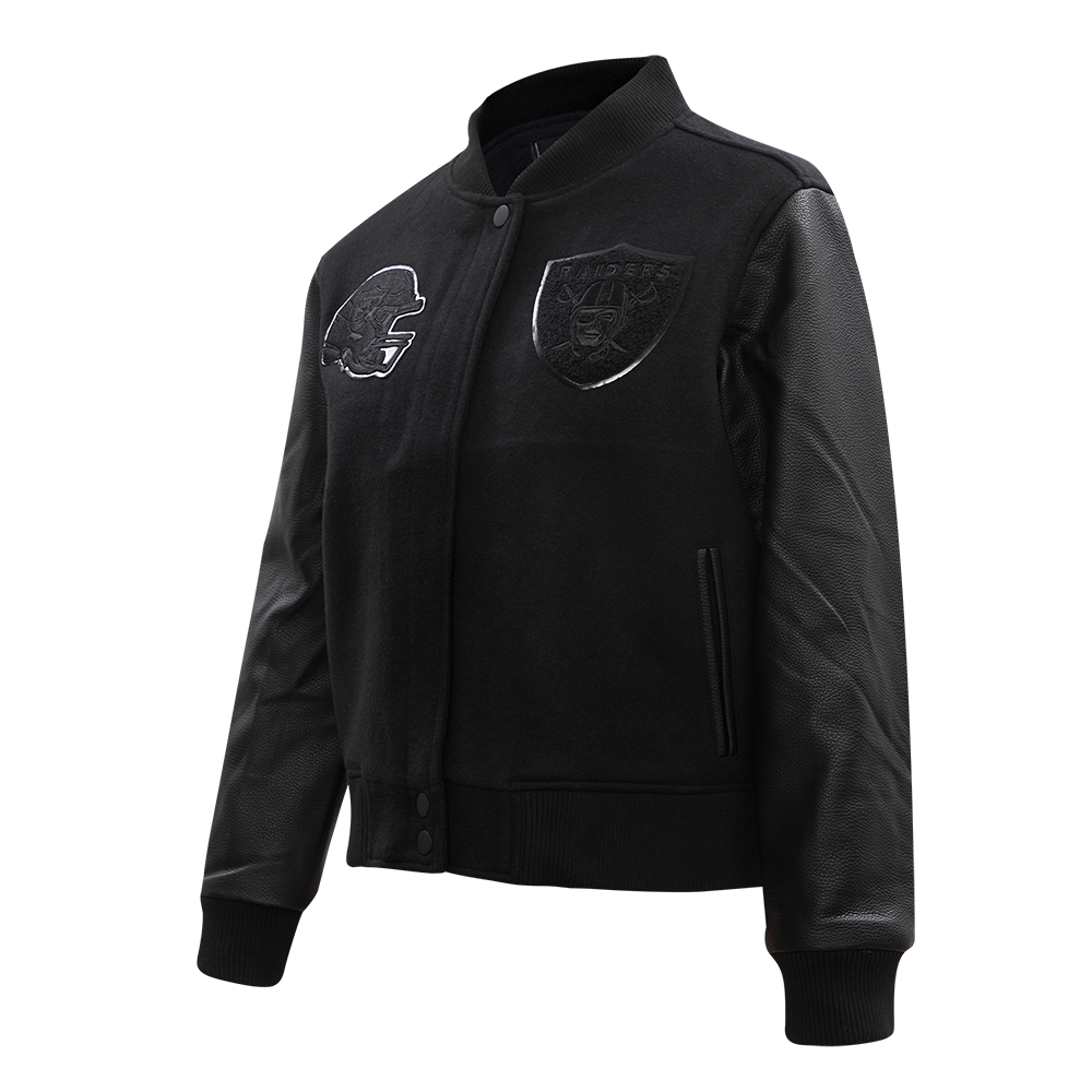 NFL LAS VEGAS RAIDERS TRIPLE BLACK WOOL WOMEN'S VARSITY JACKET (TRIPLE BLACK)