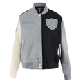 NFL LAS VEGAS RAIDERS REVERSE FRENCH TERRY BLOUSON COLLÉGIAL EN LAINE POUR FEMME (NOIR/GRIS/COQUILLE D'ŒUF)