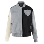 NFL LAS VEGAS RAIDERS REVERSE FRENCH TERRY BLOUSON COLLÉGIAL EN LAINE POUR FEMME (NOIR/GRIS/COQUILLE D'ŒUF)