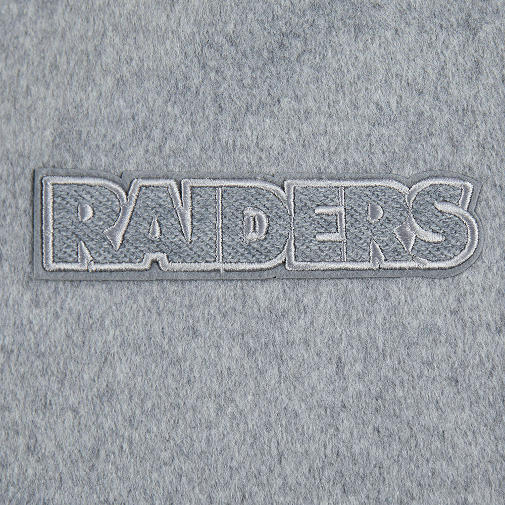 NFL LAS VEGAS RAIDERS REVERSE FRENCH TERRY BLOUSON COLLÉGIAL EN LAINE POUR FEMME (NOIR/GRIS/COQUILLE D'ŒUF)