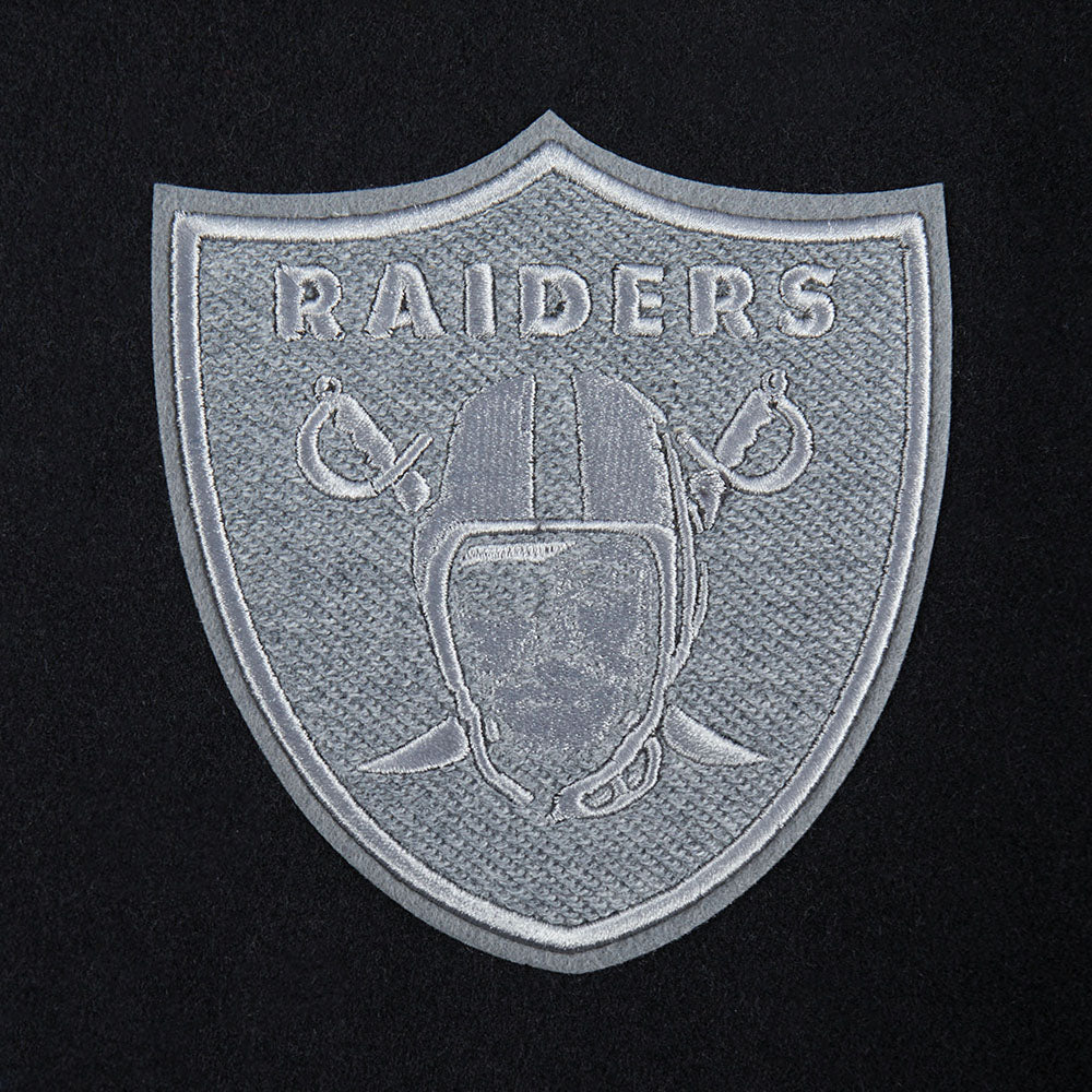 NFL LAS VEGAS RAIDERS REVERSE FRENCH TERRY BLOUSON COLLÉGIAL EN LAINE POUR FEMME (NOIR/GRIS/COQUILLE D'ŒUF)