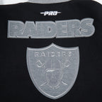 NFL LAS VEGAS RAIDERS REVERSE FRENCH TERRY BLOUSON COLLÉGIAL EN LAINE POUR FEMME (NOIR/GRIS/COQUILLE D'ŒUF)