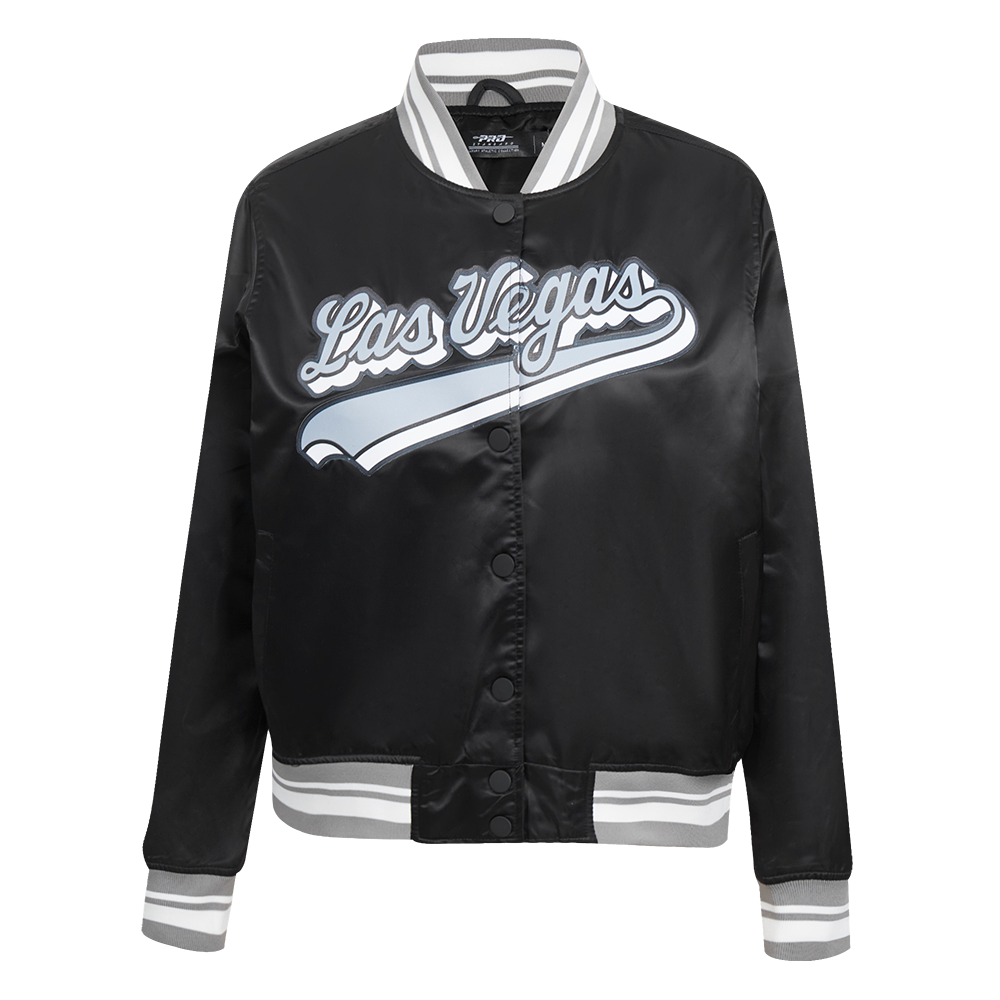 NFL LAS VEGAS RAIDERS SCRIPT TAIL BLOUSON EN SATIN POUR FEMME (NOIR/GRIS)